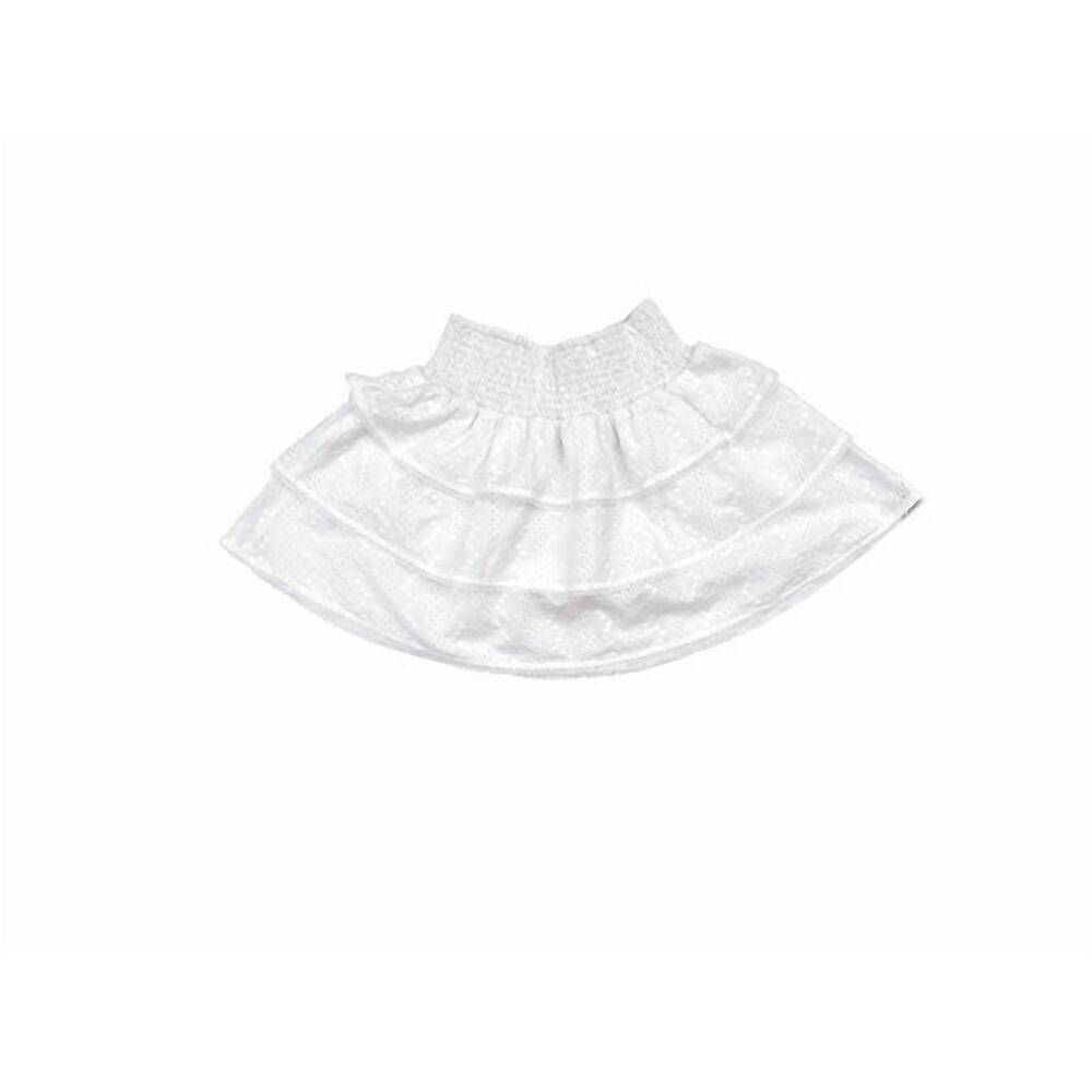 NEW LITTLE OLIN girl's tween smocked ruffle skirt in white